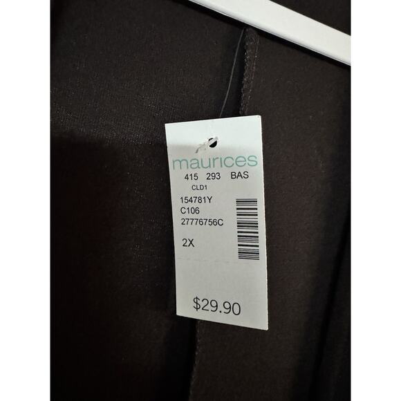 Black Open Front Cardigan Maurices Plus Size 2X Drape Lightweight Layering Top - Picture 6 of 6